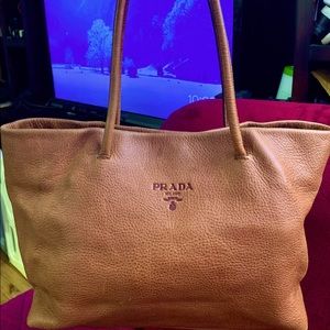 💯 Authentic Prada Brown Leather Tote Bag